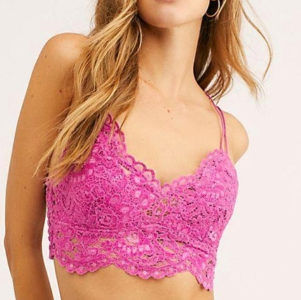 FREE PEOPLE Hot Pink Lace Celine Bralette Bra